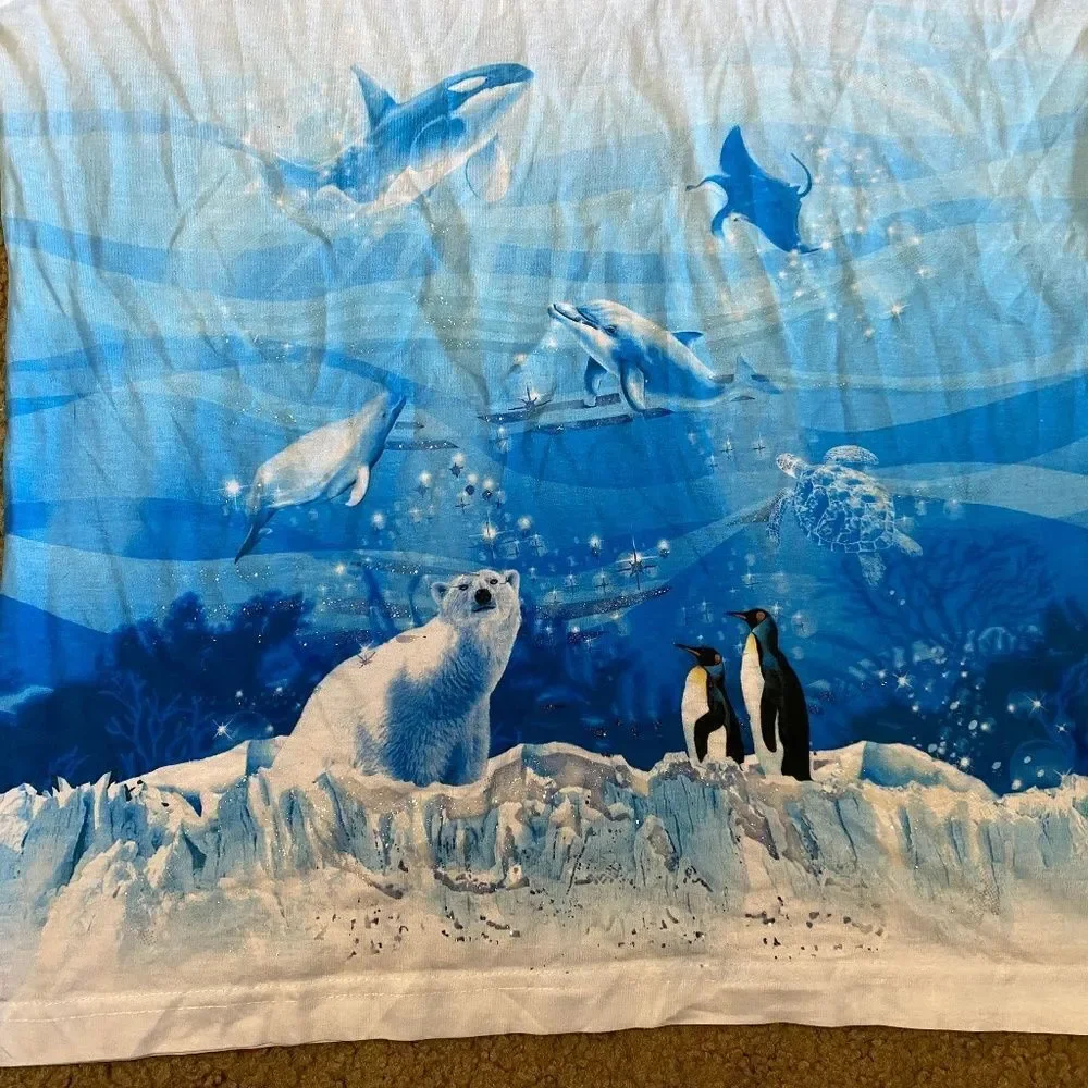 Sea World whales and polar bear womens t shirt
